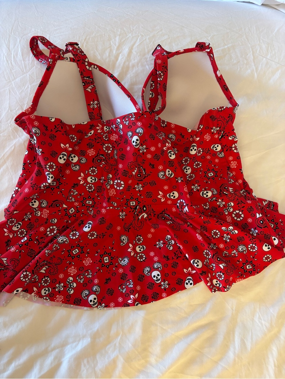 Torrid Red Bandana Skull Peplum Tankini Swimsuit 2X - Picture 5 of 9